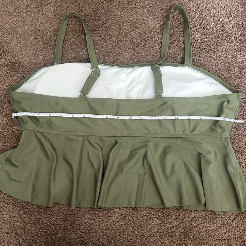 Green Peplum SHEIN Swim Top